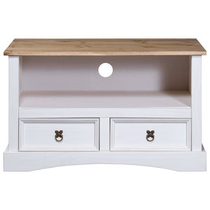 Meuble TV vidaXL style mexicain pin massif blanc 91x43x56 cm