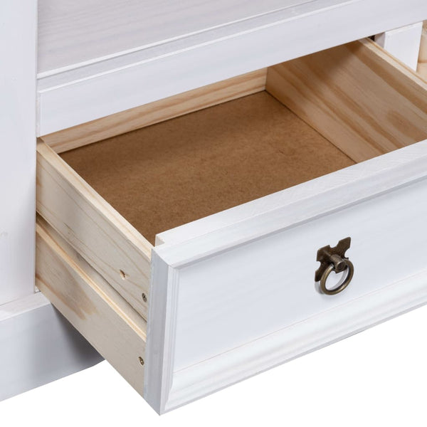Meuble TV vidaXL style mexicain pin massif blanc 91x43x56 cm