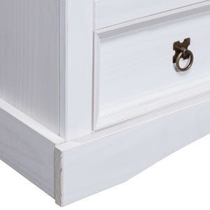 Meuble TV vidaXL style mexicain pin massif blanc 91x43x56 cm