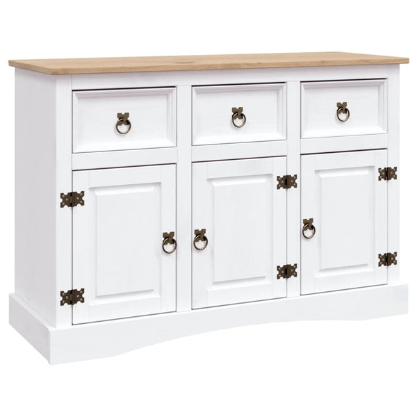 Sideboard Mexiko-Stil Kiefernholz Weiß 132x43x78 cm