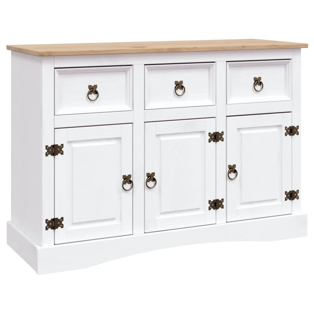 vidaXL Mexican Corona Style Sideboard White Pinewood 132x43x78 cm