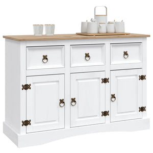 Sideboard Mexiko-Stil Kiefernholz Weiß 132x43x78 cm