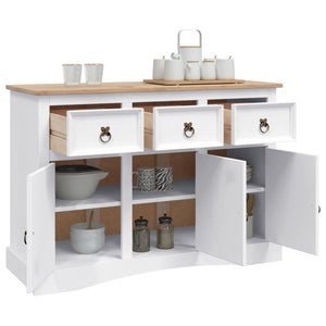 Sideboard Mexiko-Stil Kiefernholz Weiß 132x43x78 cm