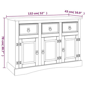 Sideboard Mexiko-Stil Kiefernholz Weiß 132x43x78 cm