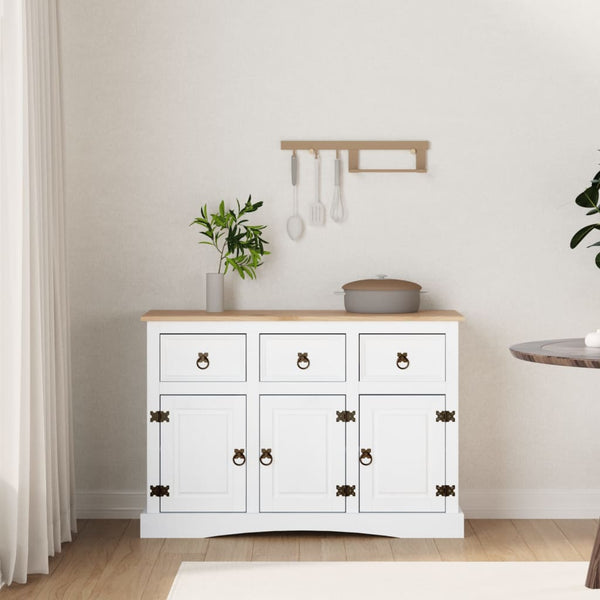 Sideboard Mexiko-Stil Kiefernholz Weiß 132x43x78 cm