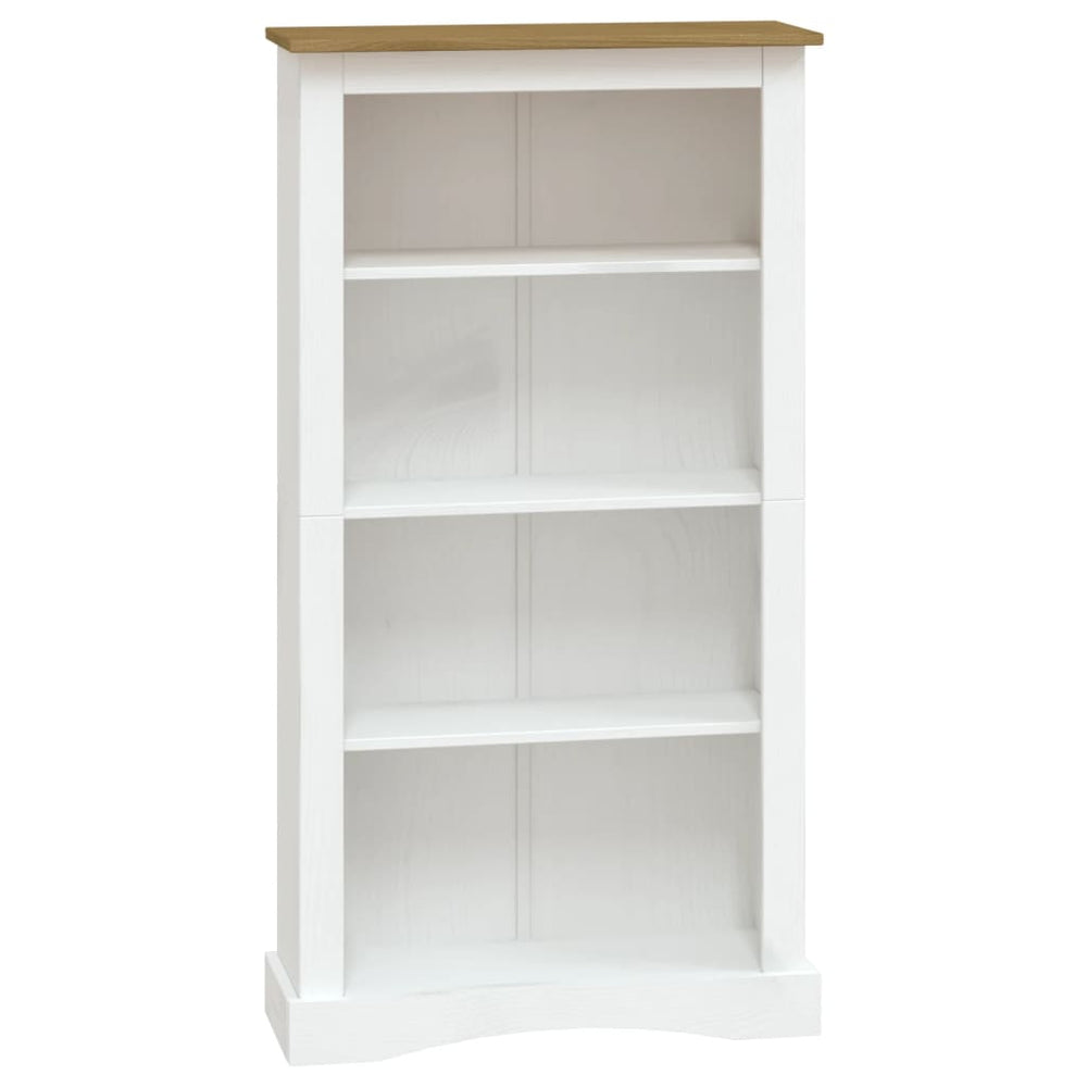 Bücherschrank 4 Fächer Mexiko-Stil Kiefernholz Weiß 80x29x150cm