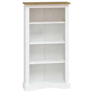 Bücherschrank 4 Fächer Mexiko-Stil Kiefernholz Weiß 80x29x150cm
