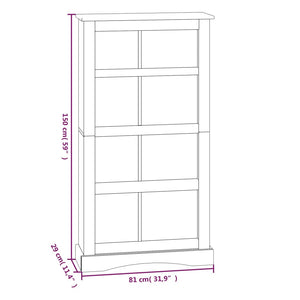 Bücherschrank 4 Fächer Mexiko-Stil Kiefernholz Weiß 80x29x150cm