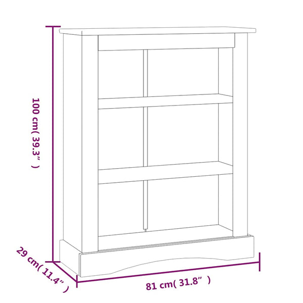 Bücherschrank 3 Fächer Mexiko-Stil Kiefernholz Weiß 81x29x100cm