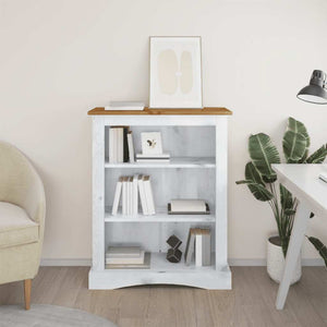 Bücherschrank 3 Fächer Mexiko-Stil Kiefernholz Weiß 81x29x100cm