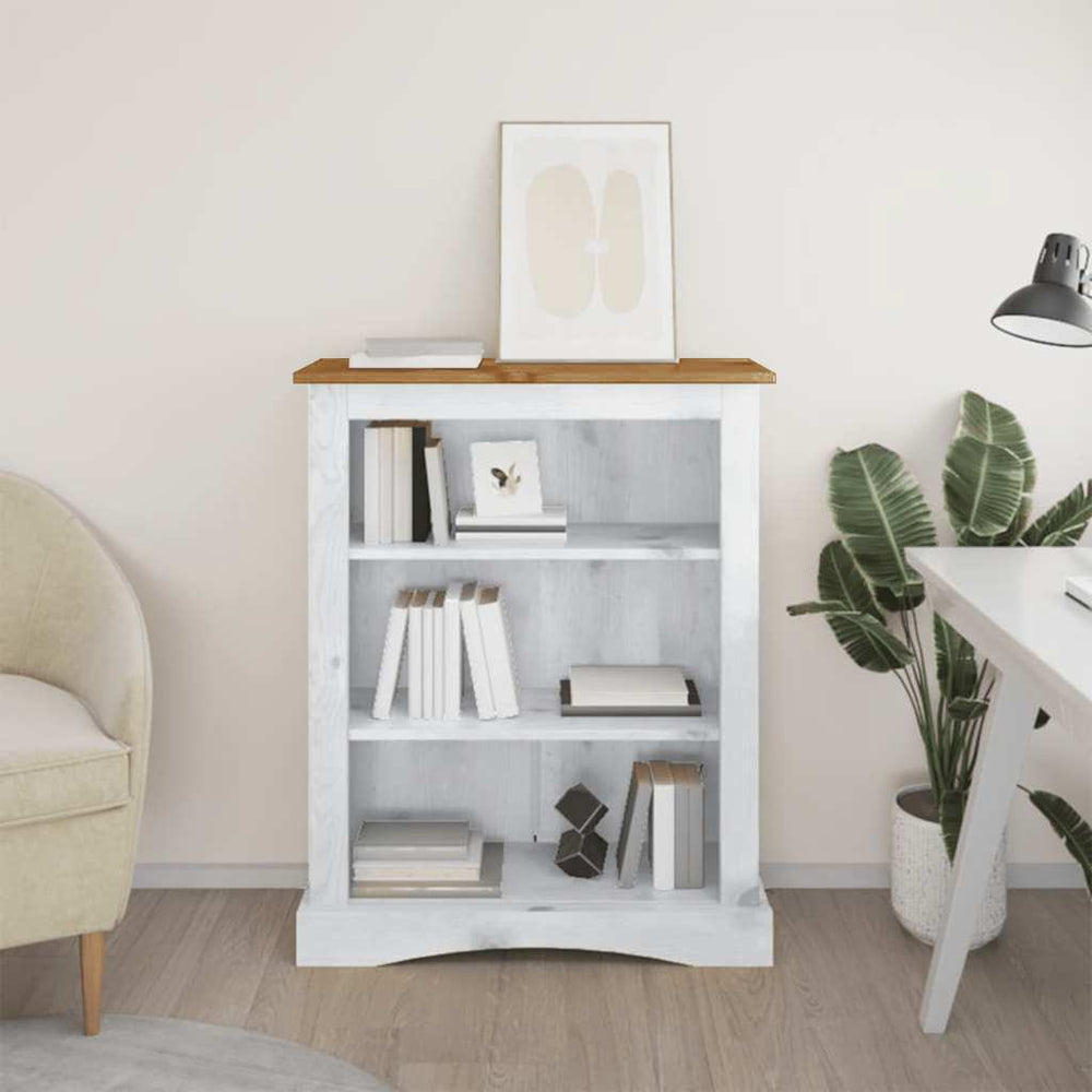 Bücherschrank 3 Fächer Mexiko-Stil Kiefernholz Weiß 81x29x100cm