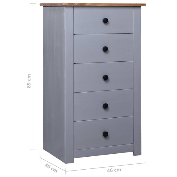 vidaXL Buffet Gris 46x40x89 cm Bois de pin Panama