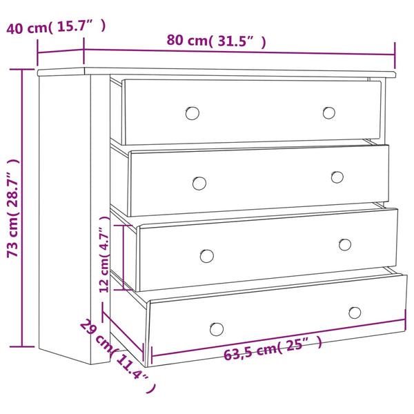 vidaXL Buffet 80x40x73 cm Bois de pin Panama