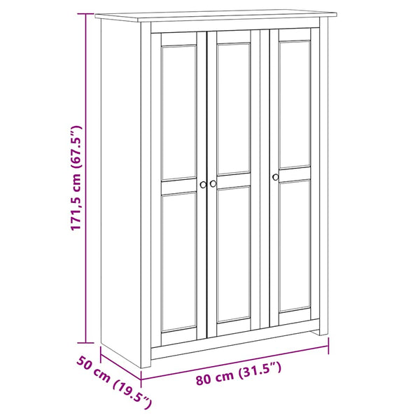 vidaXL Armoire à 3 portes 118 × 50 × 171,5 cm Pin Série Panama