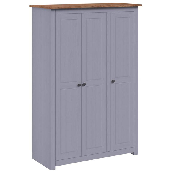 Kleiderschrank 3-Türig Grau 118×50×171,5 cm Kiefer Panama Serie
