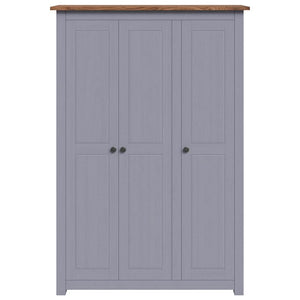 Kleiderschrank 3-Türig Grau 118×50×171,5 cm Kiefer Panama Serie