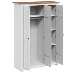 Kleiderschrank 3-Türig Weiß 118×50×171,5 cm Kiefer Panama Serie