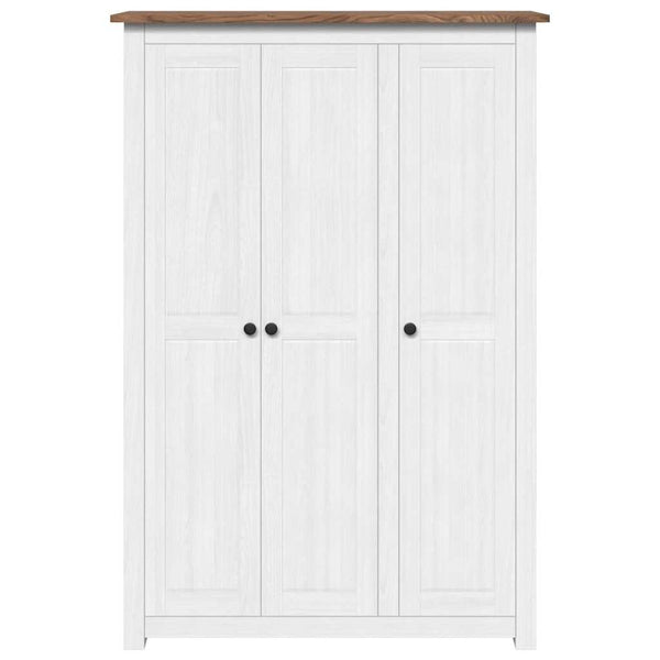 Kleiderschrank 3-Türig Weiß 118×50×171,5 cm Kiefer Panama Serie