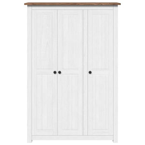 Kleiderschrank 3-Türig Weiß 118×50×171,5 cm Kiefer Panama Serie
