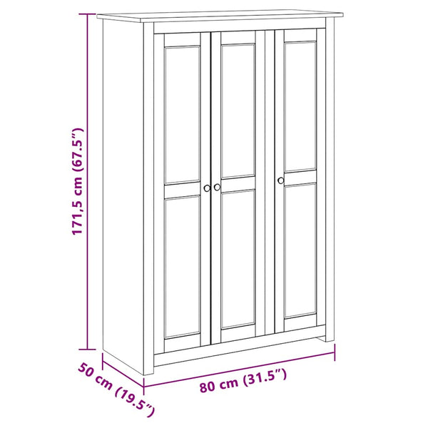 Kleiderschrank 3-Türig Weiß 118×50×171,5 cm Kiefer Panama Serie
