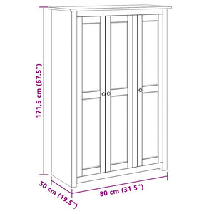 Kleiderschrank 3-Türig Weiß 118×50×171,5 cm Kiefer Panama Serie