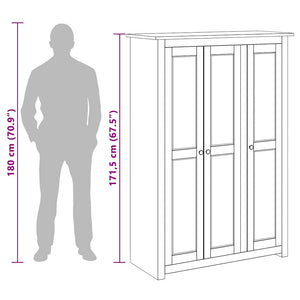 Kleiderschrank 3-Türig Weiß 118×50×171,5 cm Kiefer Panama Serie
