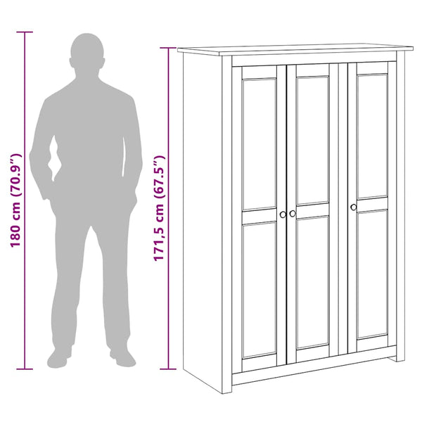 Kleiderschrank 3-Türig Weiß 118×50×171,5 cm Kiefer Panama Serie