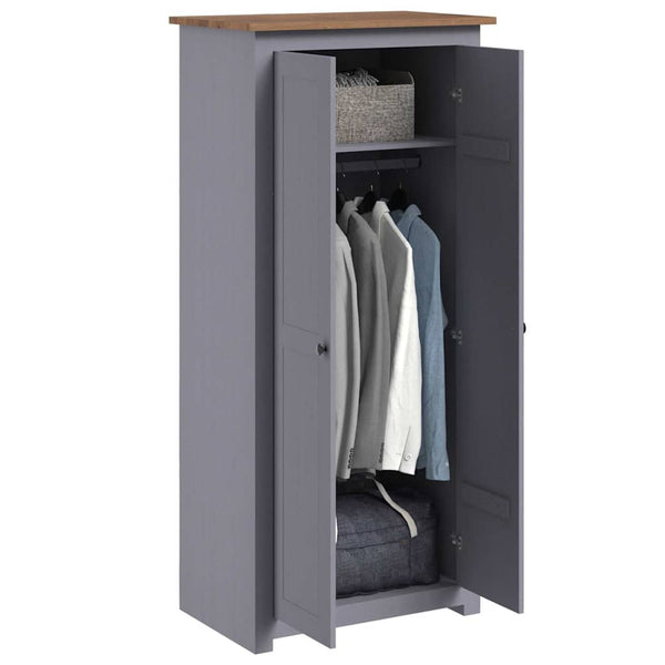 Kleiderschrank Grau 80x50x171,5 cm Kiefernholz Panama