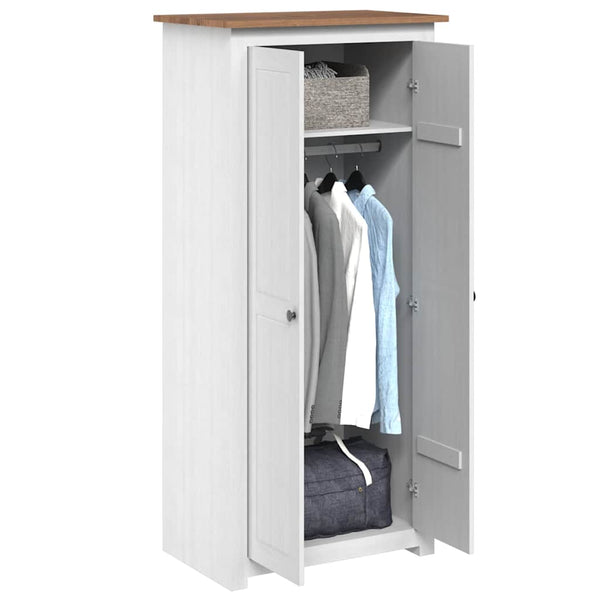 Kleiderschrank Weiß 80×50×171,5 cm Kiefer Massiv Panama Serie