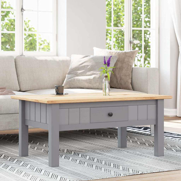 Couchtisch Grau 100x60x43,5 cm Massivholz Panama-Kiefer