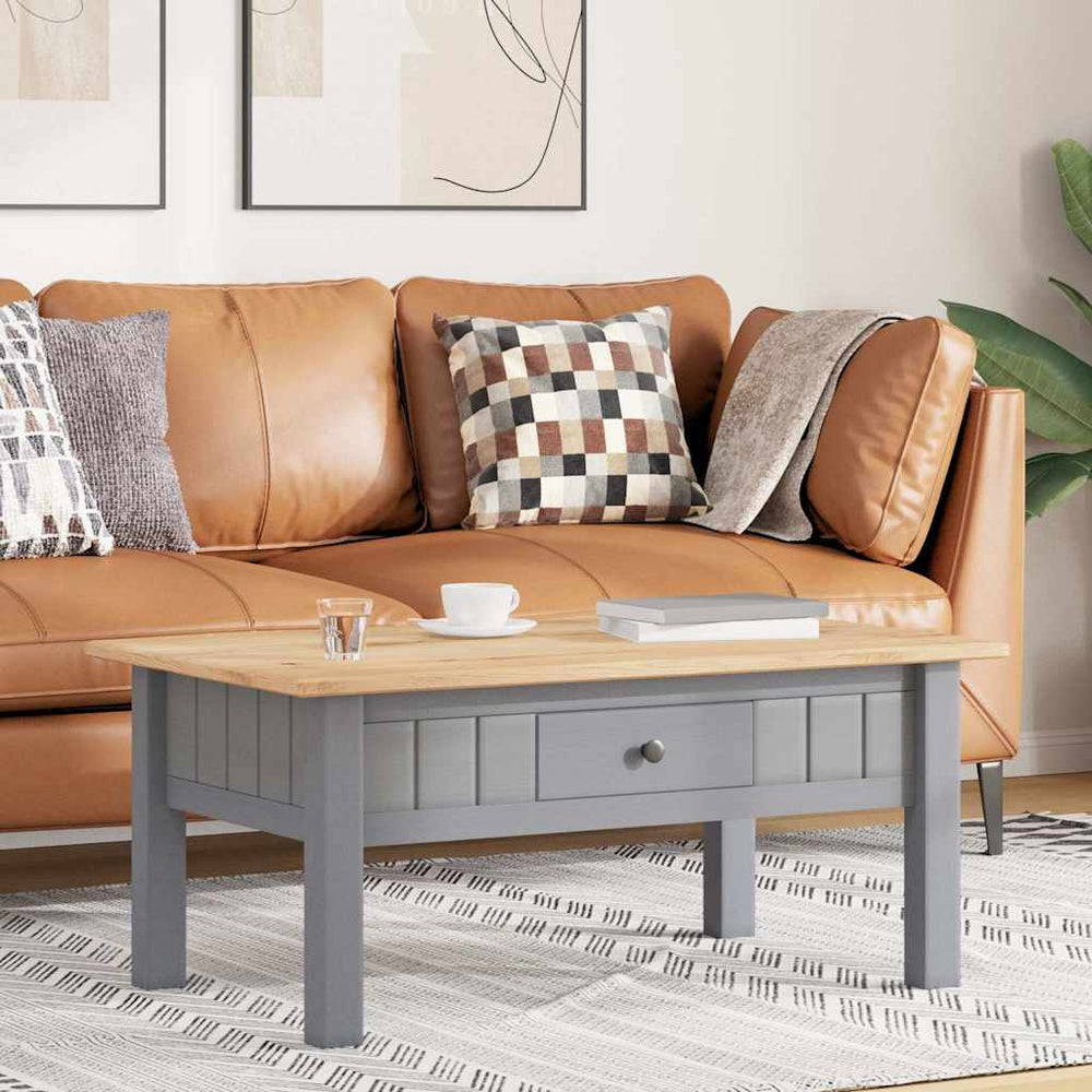 Couchtisch Grau 100x60x43,5 cm Massivholz Panama-Kiefer
