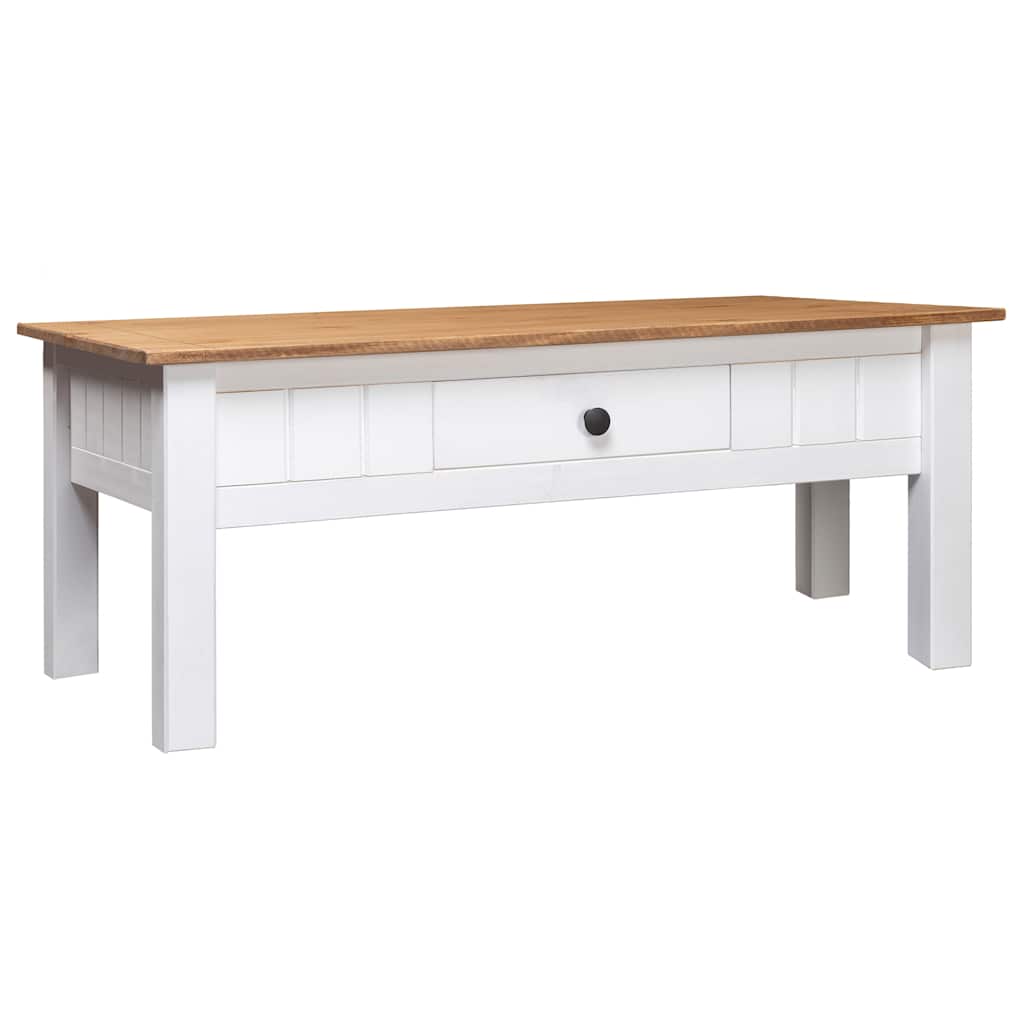 vidaXL Table basse blanche 100x60x43,5 cm en pin Panama massif