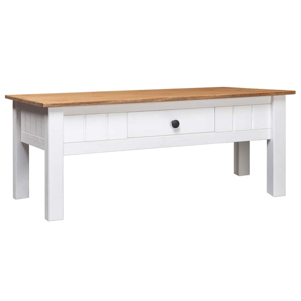 vidaXL Table basse blanche 100x60x43,5 cm en pin Panama massif