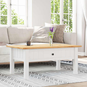 vidaXL Table basse blanche 100x60x43,5 cm en pin Panama massif