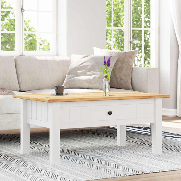 vidaXL Table basse blanche 100x60x43,5 cm en pin Panama massif
