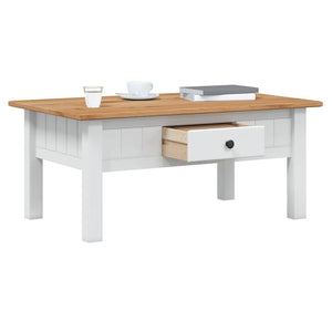 vidaXL Table basse blanche 100x60x43,5 cm en pin Panama massif