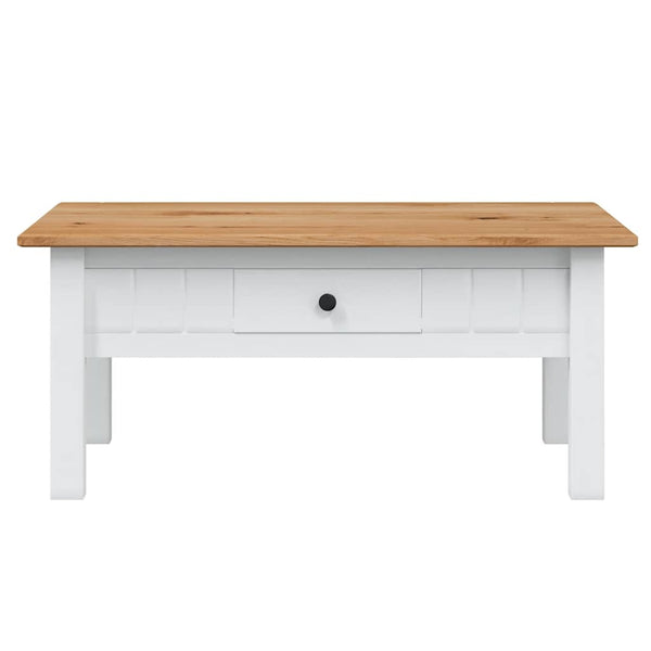 vidaXL Table basse blanche 100x60x43,5 cm en pin Panama massif