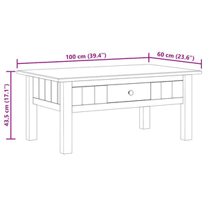 vidaXL Table basse blanche 100x60x43,5 cm en pin Panama massif