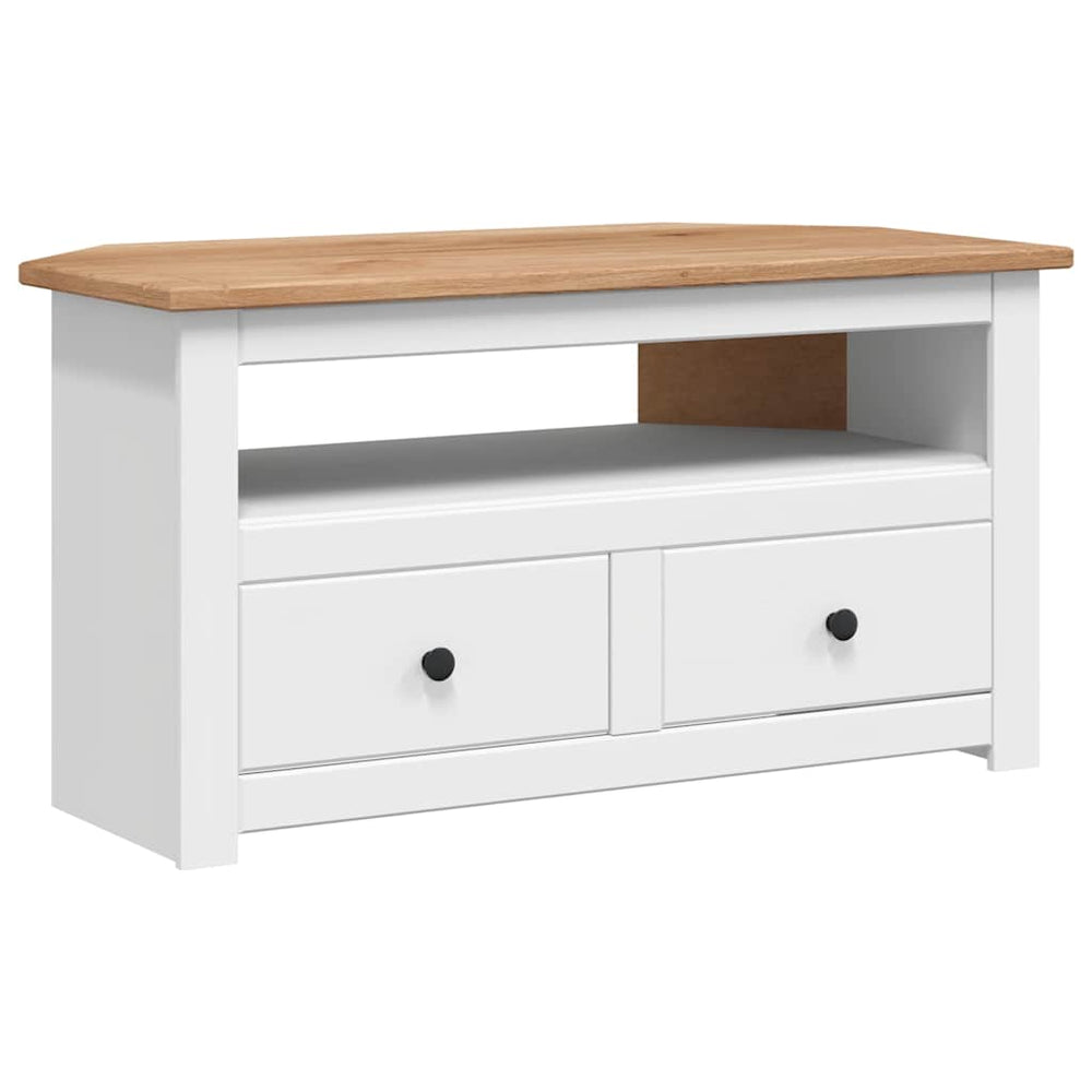 TV-Eckschrank Weiß 93 x 49 x 49 cm Massivholz Panama-Kiefer