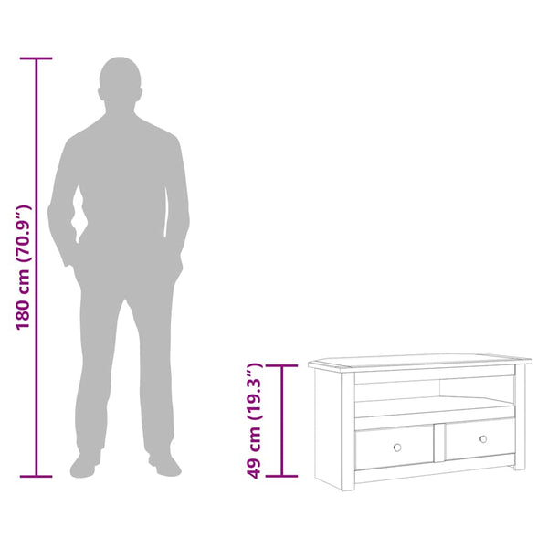 TV-Eckschrank Weiß 93 x 49 x 49 cm Massivholz Panama-Kiefer