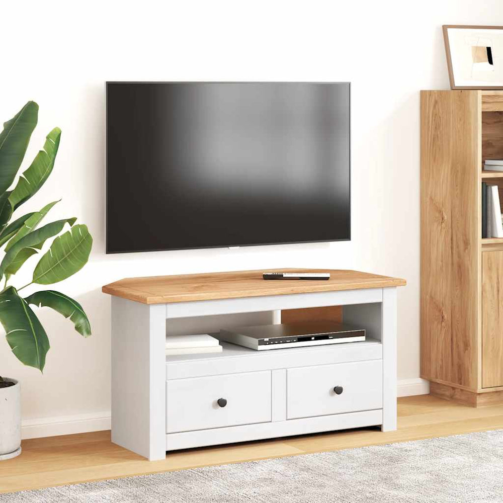 TV-Eckschrank Weiß 93 x 49 x 49 cm Massivholz Panama-Kiefer