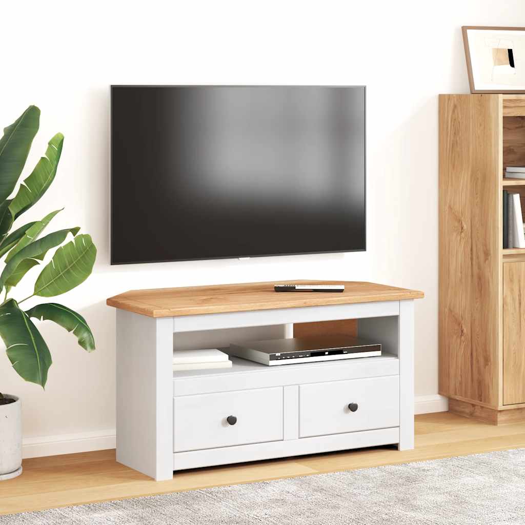 TV-Eckschrank Weiß 93 x 49 x 49 cm Massivholz Panama-Kiefer