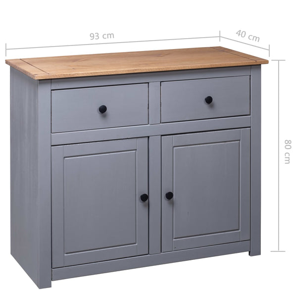 vidaXL Buffet Gris 93x40x80 cm Bois de pin Panama