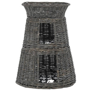 3-tlg. Katzenkorb-Set mit Kissen Grau 47x34x60 cm Natur Weide