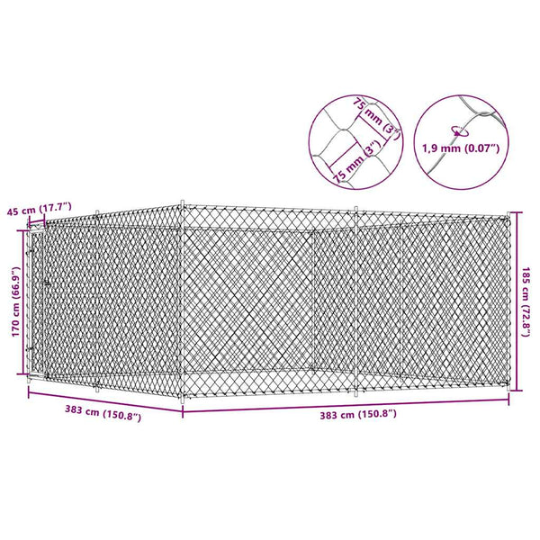 Outdoor-Hundezwinger 383x383x185 cm