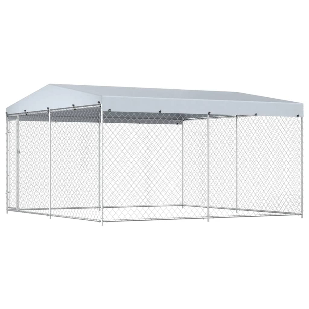 Outdoor-Hundezwinger mit Überdachung 382x382x225 cm