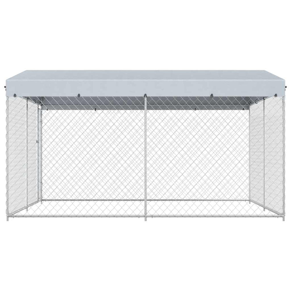 Outdoor-Hundezwinger mit Überdachung 382x382x225 cm