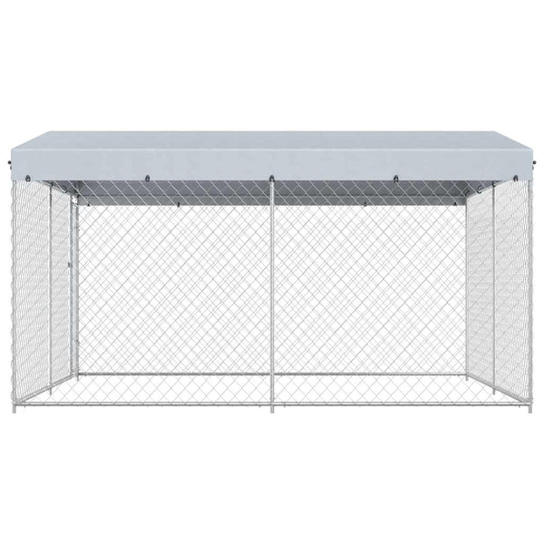 Outdoor-Hundezwinger mit Überdachung 382x382x225 cm