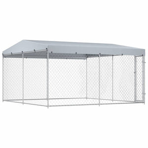 Outdoor-Hundezwinger mit Überdachung 382x382x225 cm