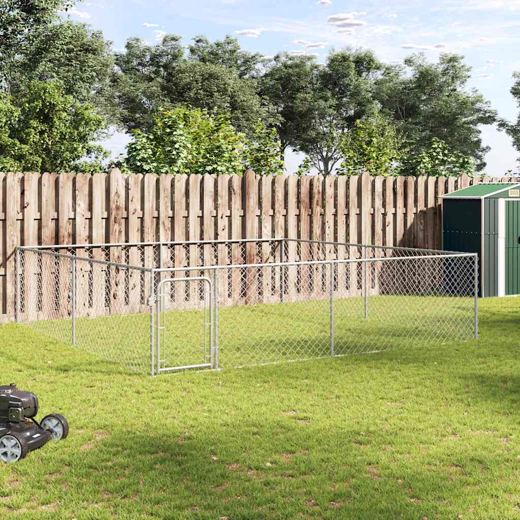 Enclos chenil vidaXL en acier galvanisé 4 x 4 x 1 m